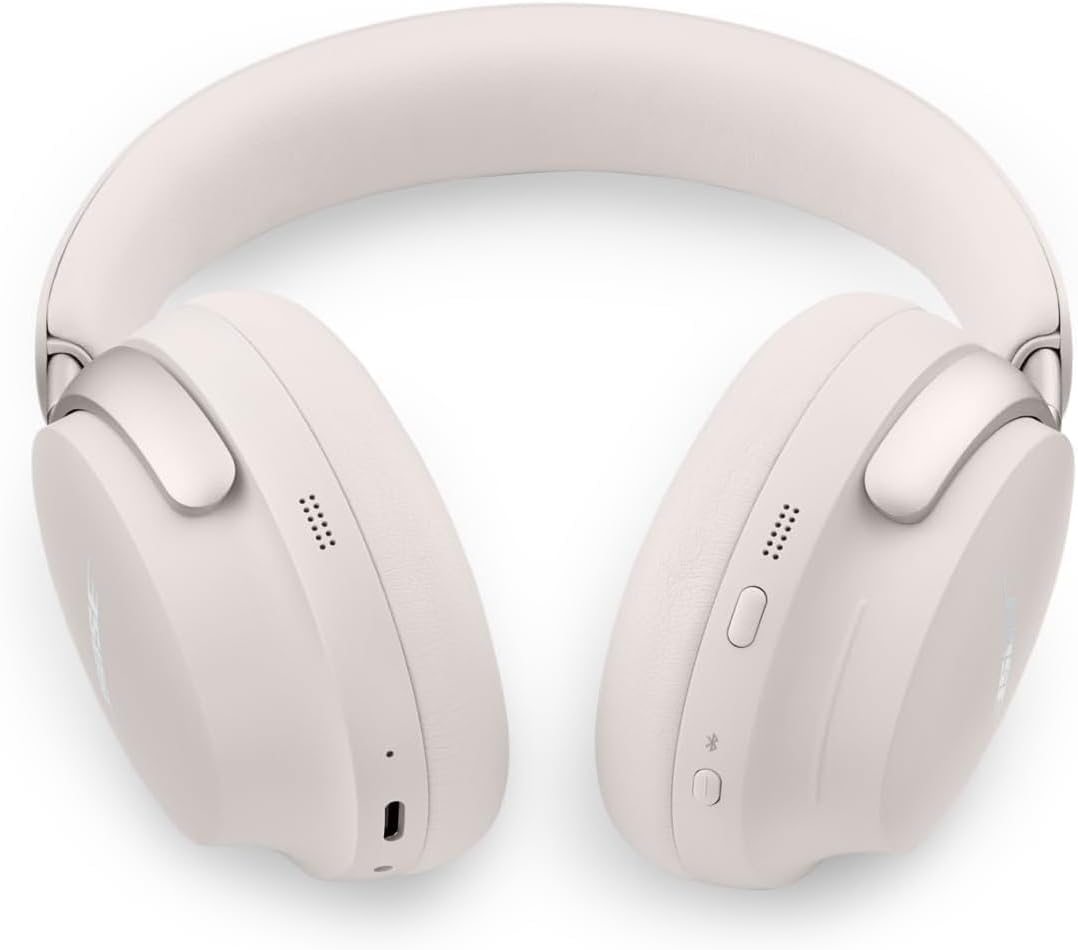 سماعات Bose QuietComfort Ultra اللاسلكية المزودة بخاصية إلغاء الضوضاء مع صوت مكاني، سماعات رأس فوق الأذن مع ميكروفون، عمر بطارية يصل إلى 24 ساعة، لون أبيض دخاني 2023