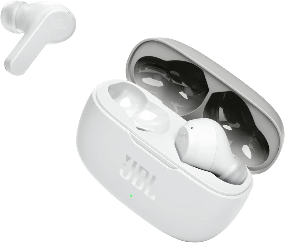 JBL Wave200 True Wireless Earbud Headphones, Deep Powerful Bass, 20H Battery, Dual Connect, Hand-Free Call, Voice Assistant, Comfortable Fit, IPX2 Sweatproof, Pocket Friendly - White, JBLW200TWSWHT