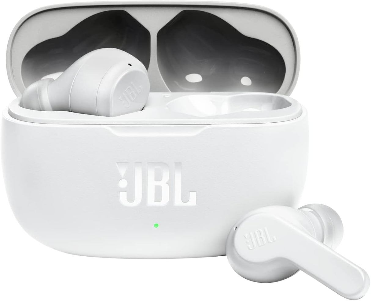 JBL Wave200 True Wireless Earbud Headphones, Deep Powerful Bass, 20H Battery, Dual Connect, Hand-Free Call, Voice Assistant, Comfortable Fit, IPX2 Sweatproof, Pocket Friendly - White, JBLW200TWSWHT