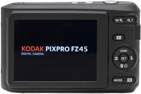 كاميرا رقمية KODAK PIXPRO FZ45-BK بدقة 16 ميجابكسل وتقريب بصري 4X وزاوية واسعة 27 مم وفيديو عالي الدقة 1080 بكسل وكاميرا Vlogging LCD مقاس 2.7 بوصة