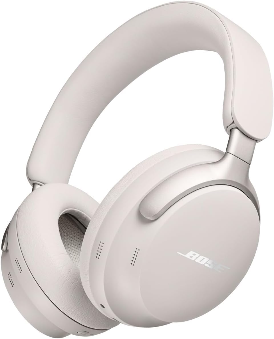 سماعات Bose QuietComfort Ultra اللاسلكية المزودة بخاصية إلغاء الضوضاء مع صوت مكاني، سماعات رأس فوق الأذن مع ميكروفون، عمر بطارية يصل إلى 24 ساعة، لون أبيض دخاني 2023