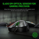 ماوس الألعاب Razer DeathAdder Essential: مستشعر بصري بدقة 6400 نقطة في البوصة - 5 أزرار قابلة للبرمجة - مفاتيح ميكانيكية - مقابض جانبية مطاطية - أسود كلاسيكي