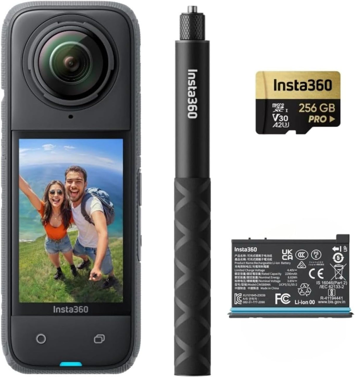 insta360 X4 Adventure Bundle- 8K Waterproof 360 Action Camera, 4K Wide-Angle Video, Removable Lens Guards, 135 Min Battery Life, AI Editing, Stabilization, for Sports, Travel