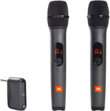 JBL Wireless 2 Microphone System, High Vocal Quality, Rechargeable UHF Dual Channel Wireless Receiver, 6H of Playtime, Plug and Play, Replaceable AA Batteries - Black, JBLWIRELESSMIC, Bluetooth