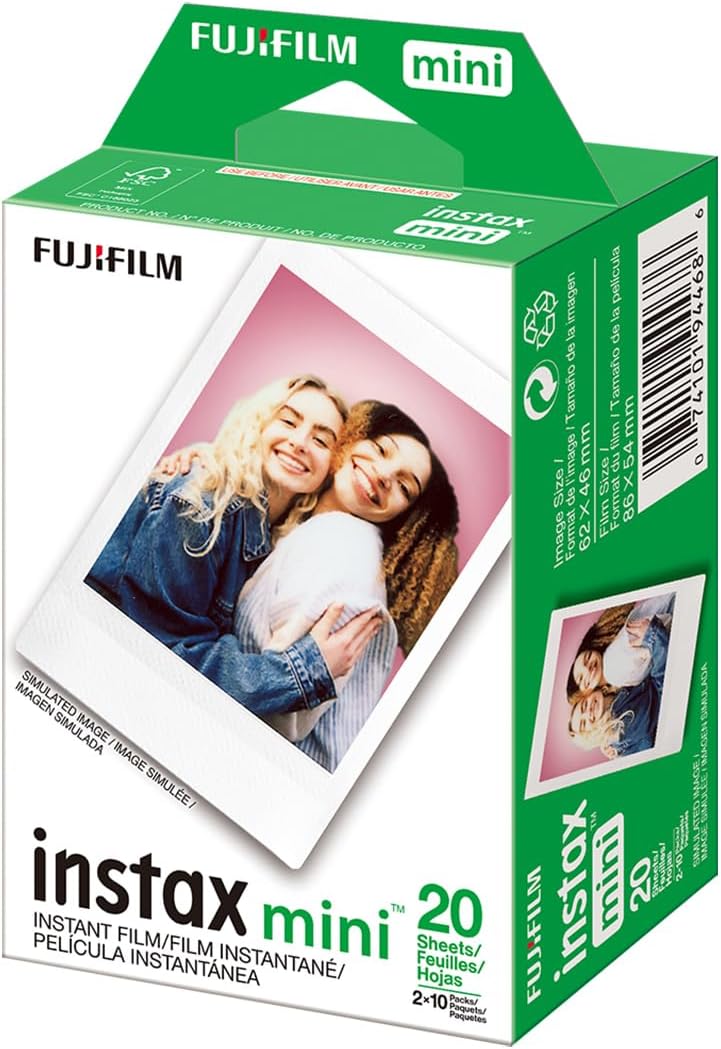 مجموعة من 2 فيلم فوري Fujifilm INSTAX Mini = 20 ورقة (أبيض) لكاميرات Fujifilm Mini 8 وMini 9