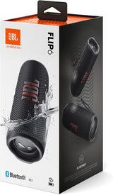 مكبر صوت JBL Flip 6 المحمول المقاوم للماء IP67 مع صوت JBL الأصلي الاحترافي الجريء، مكبر صوت ثنائي الاتجاه، صوت قوي وعميق، بطارية تدوم 12 ساعة، حماية شحن USB-C آمنة - أسود، JBLFLIP6BLK