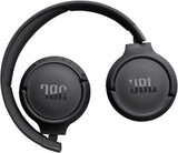 JBL Tune 520BT Wireless On-Ear Headphones, Pure Bass Sound, 57H Battery with Speed Charge, Hands-Free Call + Voice Aware, Multi-Point Connection, Lightweight and Foldable - Black, JBLT520BTBLKEU