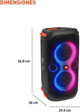 JBL Party Box 110 and Wireless Microphone Bundle Speaker and Microphone with LED Light Effect, 160W Power, 12 Hour Playback, IPX4 Waterproof - Black