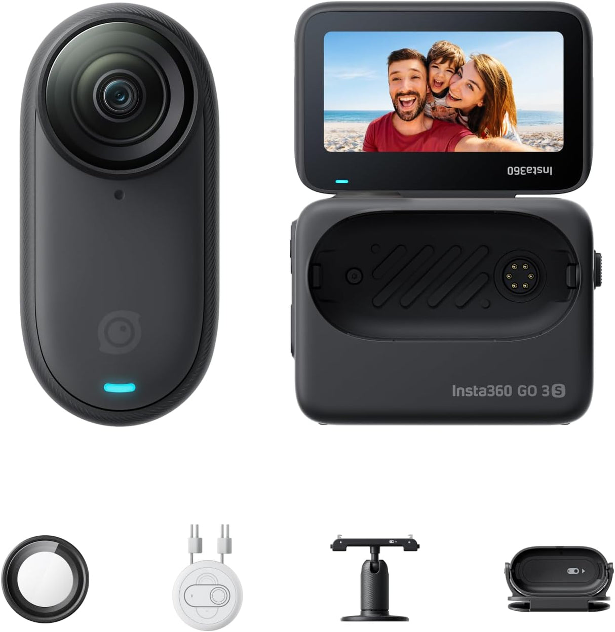 Insta360 GO 3S - 128 GB Black 4K Tiny Portable Vlogging Camera, Hands-Free POVs, Mount Anywhere, Stabilization, 140 Min Battery Life, 10m Waterproof, Pet POV