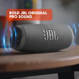 Jbl Charge 5 - مكبر صوت محمول بتقنية البلوتوث مع صوت جهير عميق، مقاوم للماء والغبار بدرجة IP67، 20 ساعة من وقت التشغيل، باور بانك مدمج، باللون الأسود