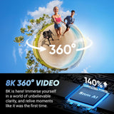 مجموعة Insta360 X4 Get-Set - كاميرا أكشن 8K مقاومة للماء بزاوية 360 درجة، فيديو بزاوية عريضة 4K، عصا سيلفي غير مرئية، واقيات عدسة قابلة للإزالة، عمر بطارية 135 دقيقة، تحرير الذكاء الاصطناعي، تثبيت