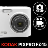 KODAK PIXPRO FZ45-BK 16MP Digital Camera 4X Optical Zoom 27mm Wide Angle 1080P Full HD Video 2.7" LCD Vlogging Camera