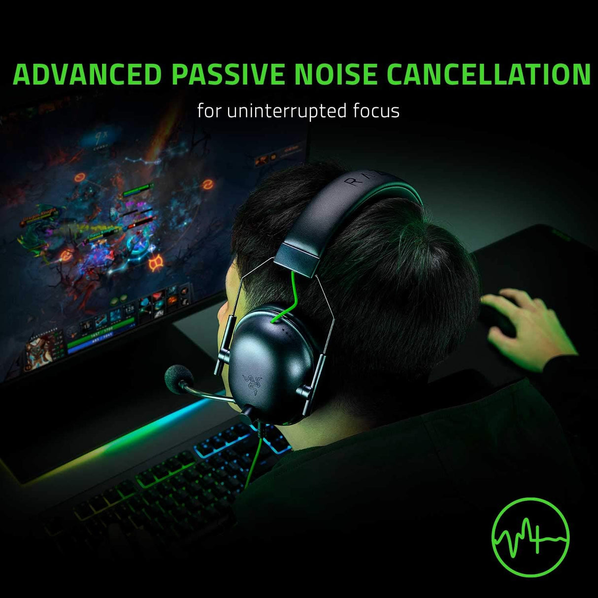 سماعة رأس Razer BlackShark V2 X للألعاب: صوت محيطي 7.1، مشغلات 50 مم، وسادة إسفنجية للذاكرة، لأجهزة الكمبيوتر الشخصية، PS4، PS5، Switch، Xbox One، Xbox Series X|S، الهاتف المحمول، مقبس صوت 3.5 مم، أسود كلاسيكي