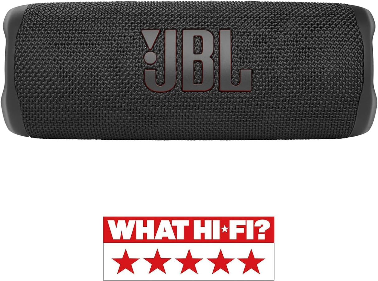 مكبر صوت JBL Flip 6 المحمول المقاوم للماء IP67 مع صوت JBL الأصلي الاحترافي الجريء، مكبر صوت ثنائي الاتجاه، صوت قوي وعميق، بطارية تدوم 12 ساعة، حماية شحن USB-C آمنة - أسود، JBLFLIP6BLK