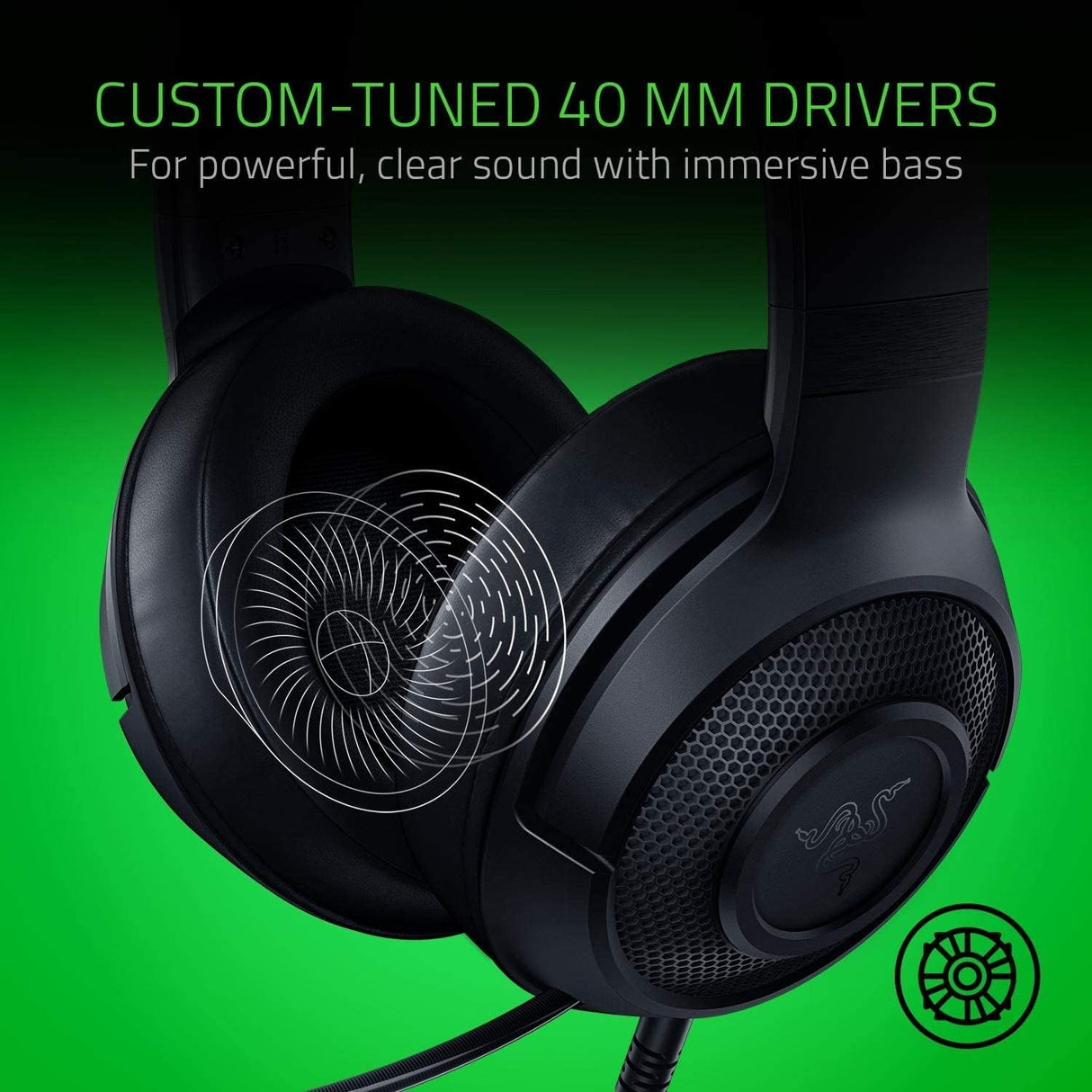 Razer Kraken X Lite Ultralight Gaming Headset: 7.1 Surround Sound - Lightweight Aluminum Frame - Bendable Cardioid Microphone - for PC, PS4, PS5, Switch, Xbox One, Xbox Series X & S, Mobile - Black