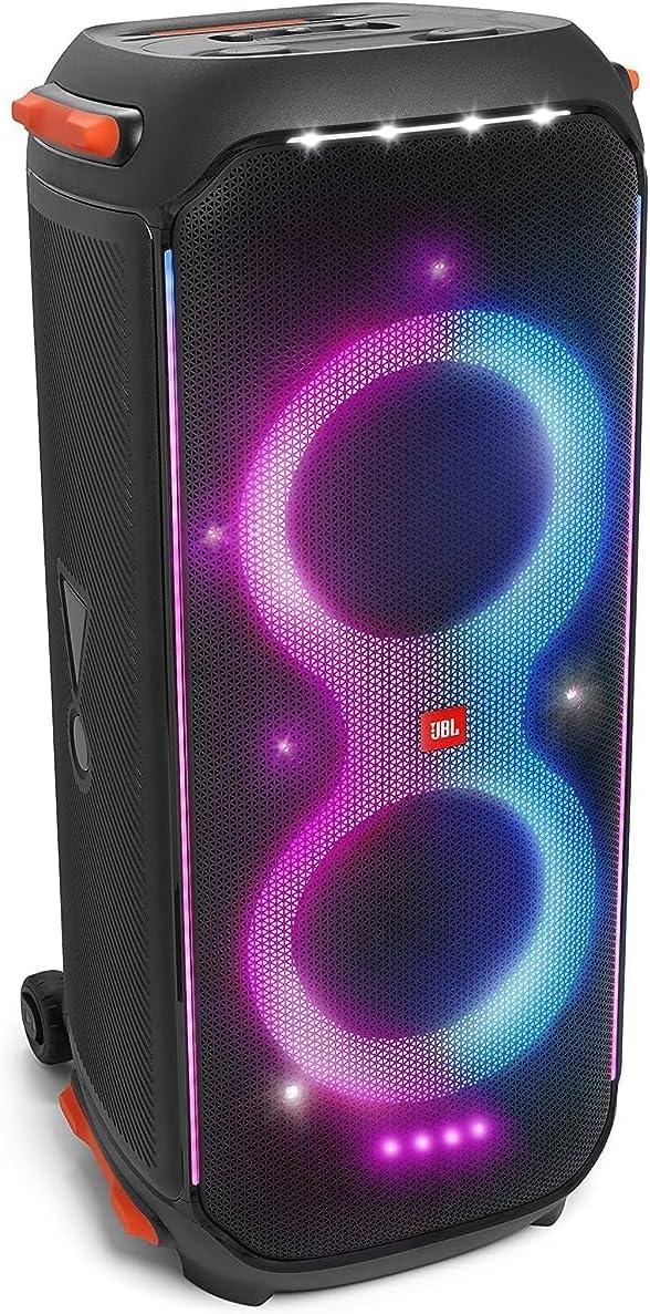 JBL PartyBox 710 Portable Indoor and Outdoor Party Speaker with Built-In Lights, IPX4 Splashproof Design, Deep Bass and Robust Wheels, in Black