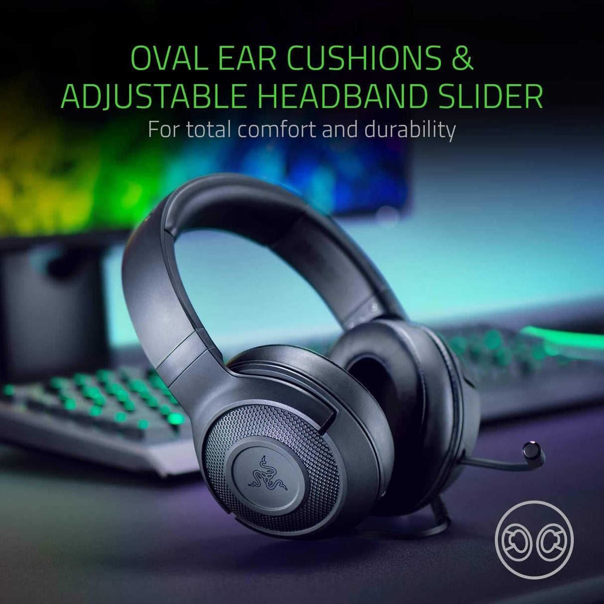 Razer Kraken X Lite Ultralight Gaming Headset: 7.1 Surround Sound - Lightweight Aluminum Frame - Bendable Cardioid Microphone - for PC, PS4, PS5, Switch, Xbox One, Xbox Series X & S, Mobile - Black