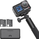 DJI Osmo Action 5 Pro Adventure Combo - كاميرا أكشن ذات جودة صورة ثورية، مليئة بالحركة بدقة 40 ميجابكسل، تمت ترقيتها إلى 4K/120 إطارًا في الثانية، مستشعر 1/1.3 بوصة، شاشات OLED مزدوجة تعمل باللمس، سعة تخزين مدمجة 47 جيجابايت.