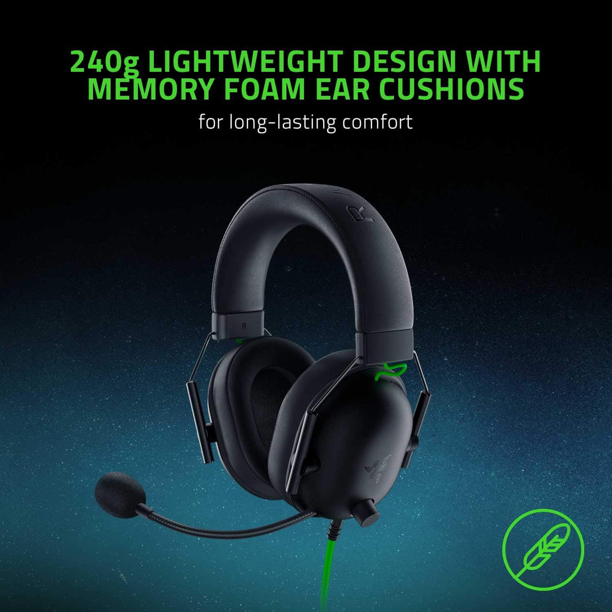 سماعة رأس Razer BlackShark V2 X للألعاب: صوت محيطي 7.1، مشغلات 50 مم، وسادة إسفنجية للذاكرة، لأجهزة الكمبيوتر الشخصية، PS4، PS5، Switch، Xbox One، Xbox Series X|S، الهاتف المحمول، مقبس صوت 3.5 مم، أسود كلاسيكي